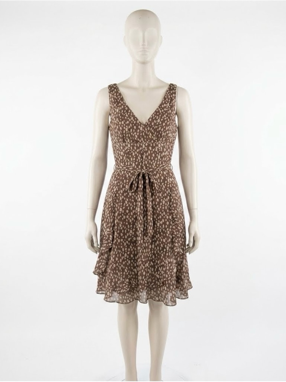 Y2k Papillon Brown with white polka dot dress XL